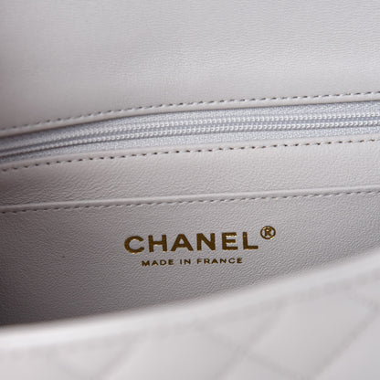 Chanel Lambskin Quilted Mini Top Handle Rectangular Flap Grey 8 of 11