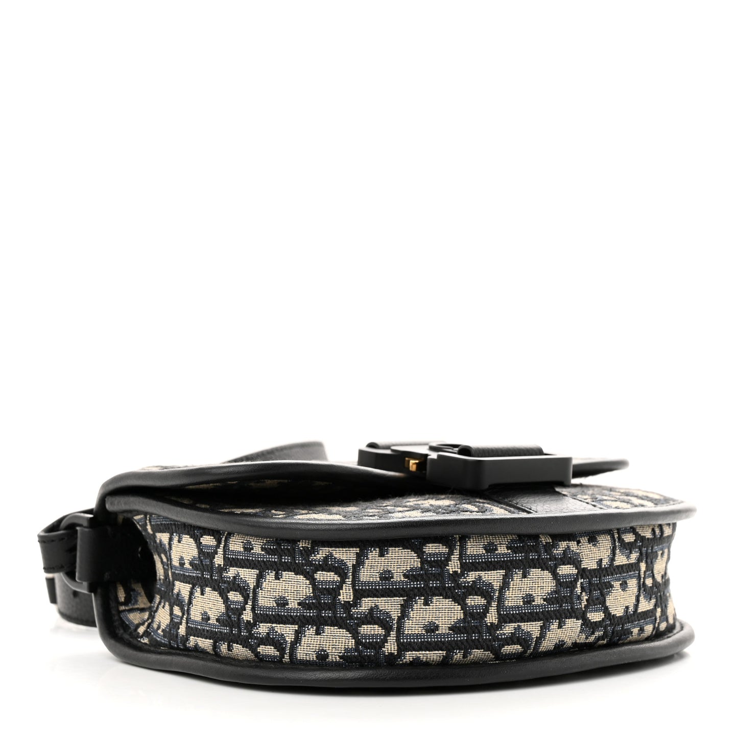 Oblique Grained Calfskin Mini Gallop Bag With Strap Black Beige