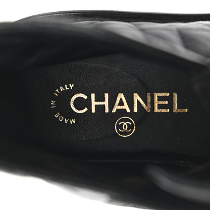 Chanel Lambskin Calfskin Quilted Lace Up Combat Boots 38.5 Black 6 of 10