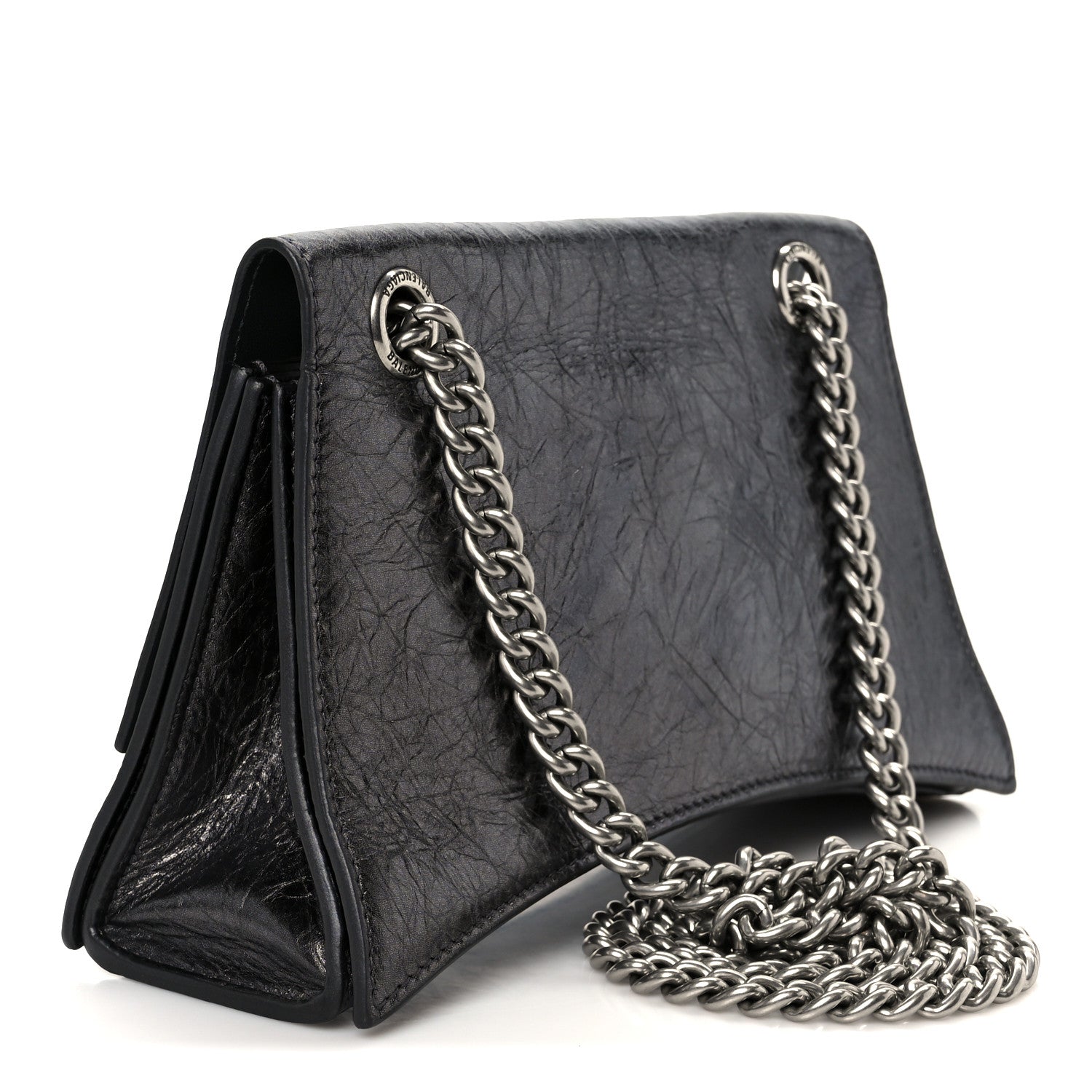 Balenciaga Metallic Crushed Calfskin Quilted Small Crush Chain Bag Steel Grey 3 of 10