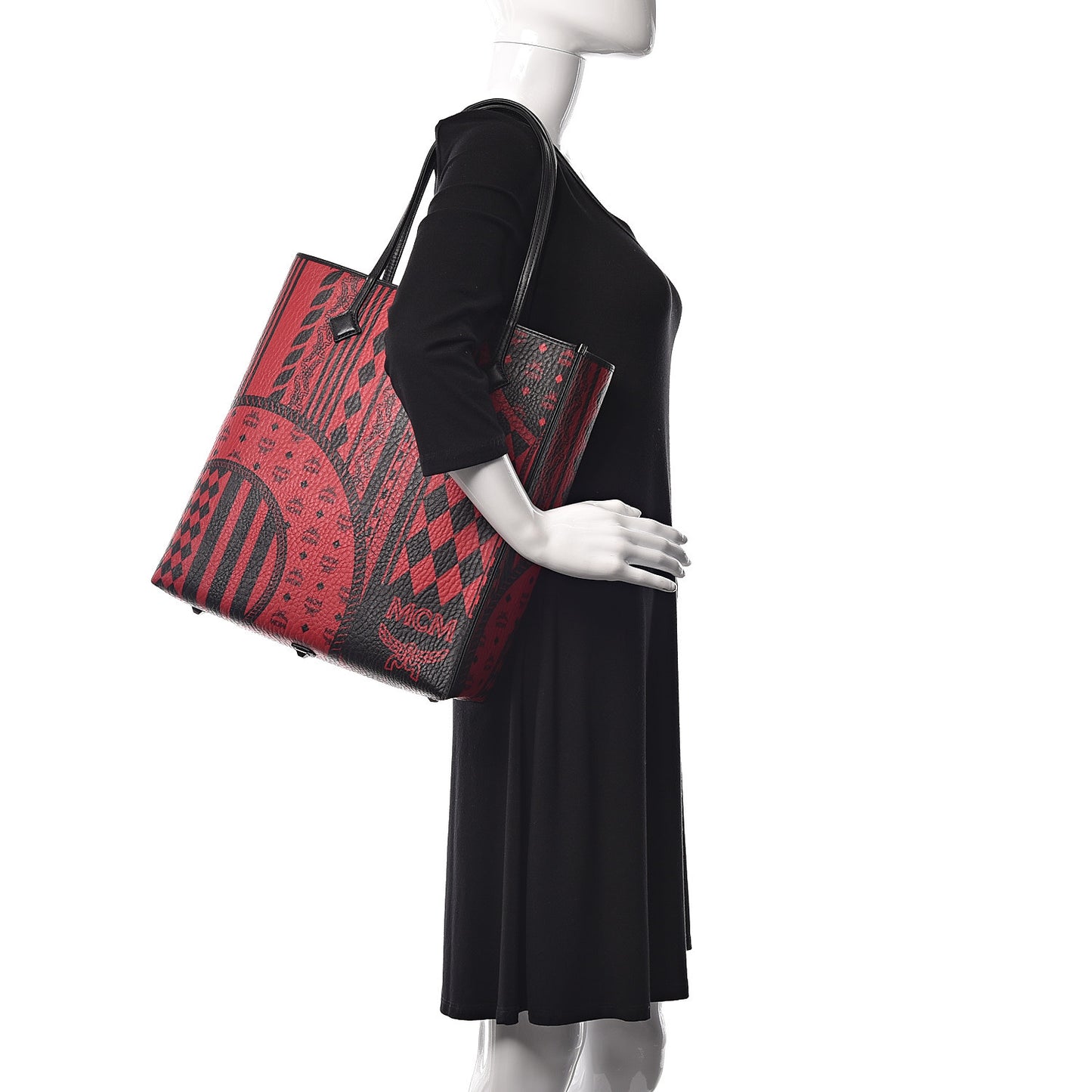 Visetos Baroque Print Kira North South Shopper Tote Red