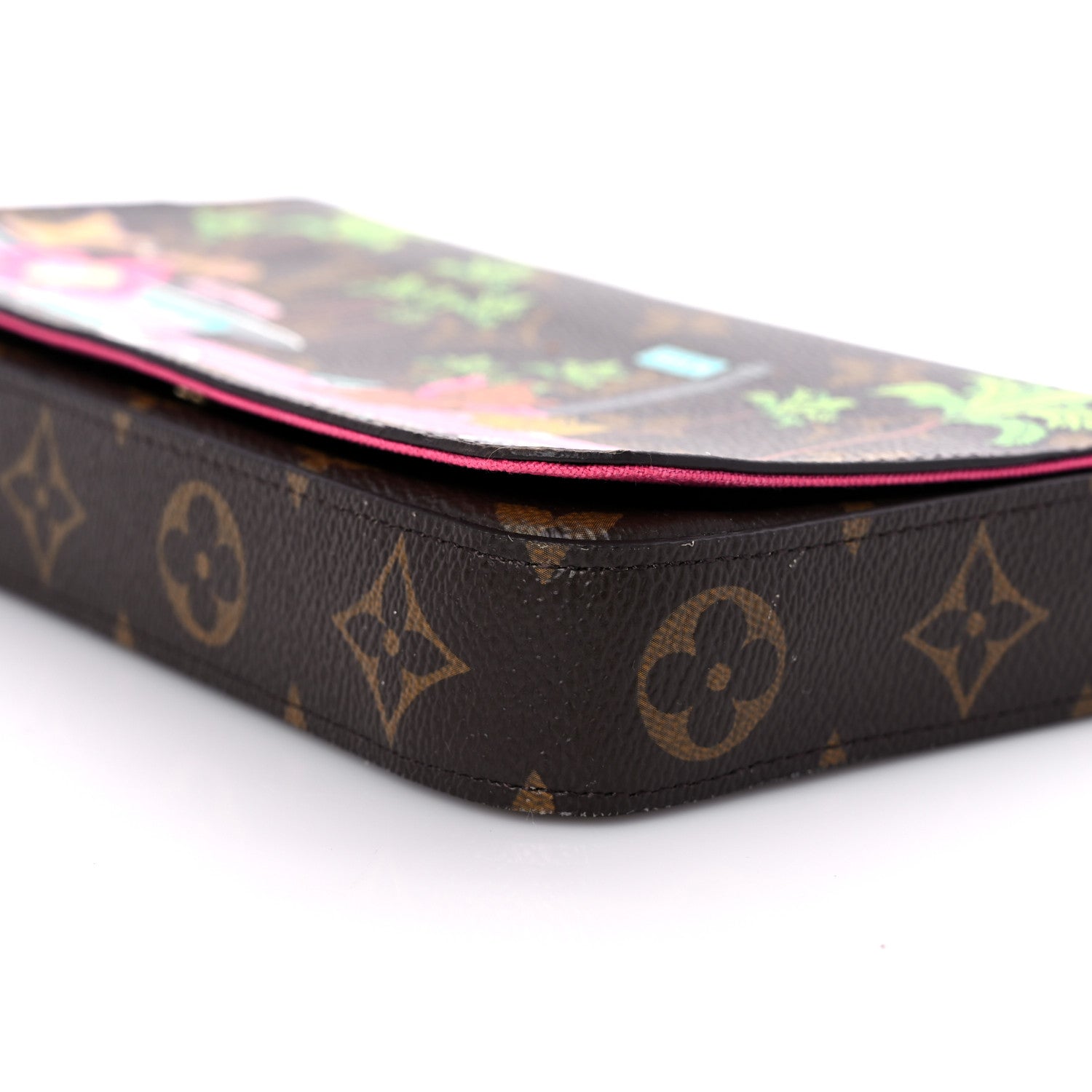 Louis Vuitton Monogram 2021 Christmas Animation Hollywood Pochette Felicie Chain Wallet Fuchsia 9 of 9