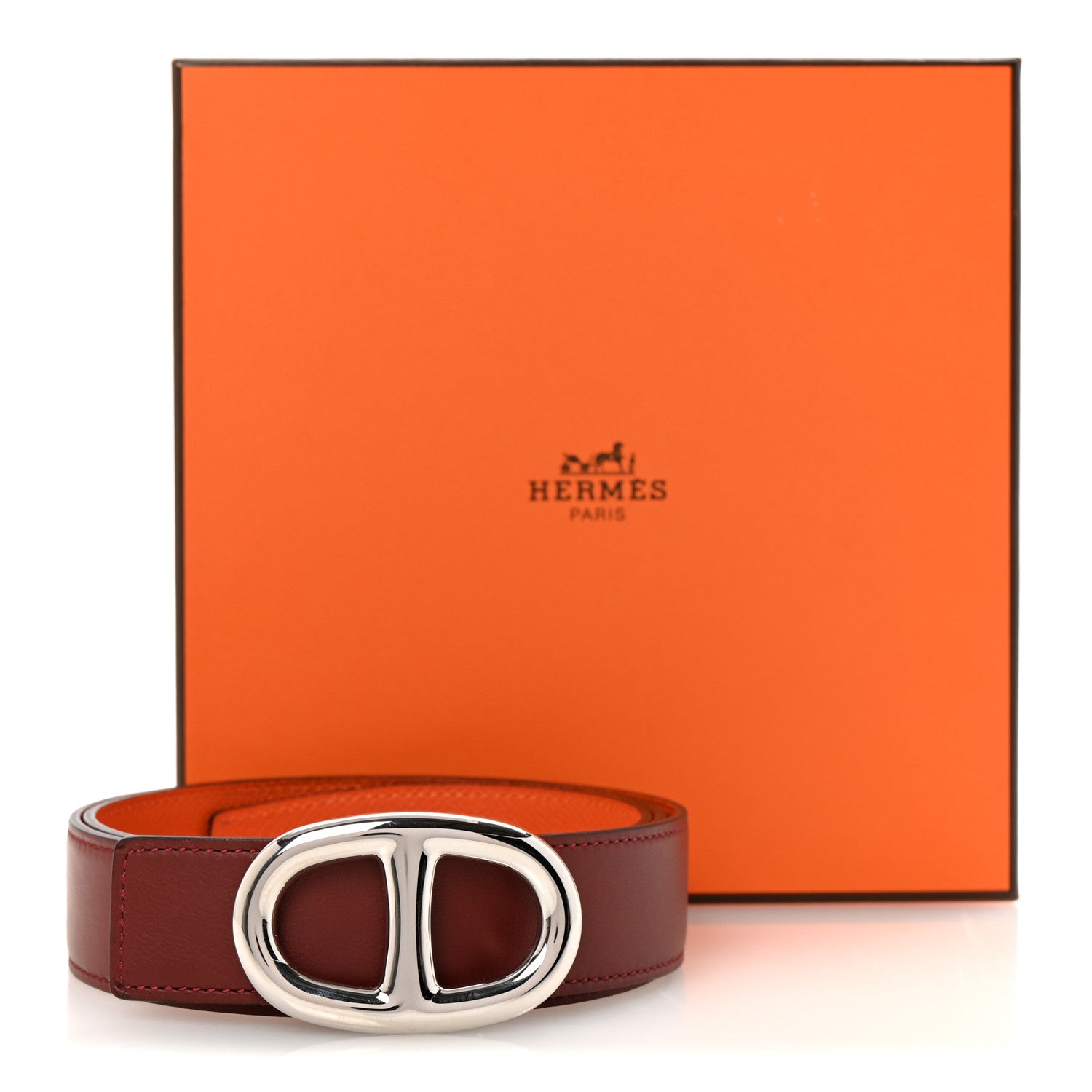 Hermes Swift Epsom 32mm Chaine D'Ancre Belt 90 36 Orange Rouge H Hermes Swift Epsom 32mm Chaine D'Ancre Belt 90 36 Orange Rouge H