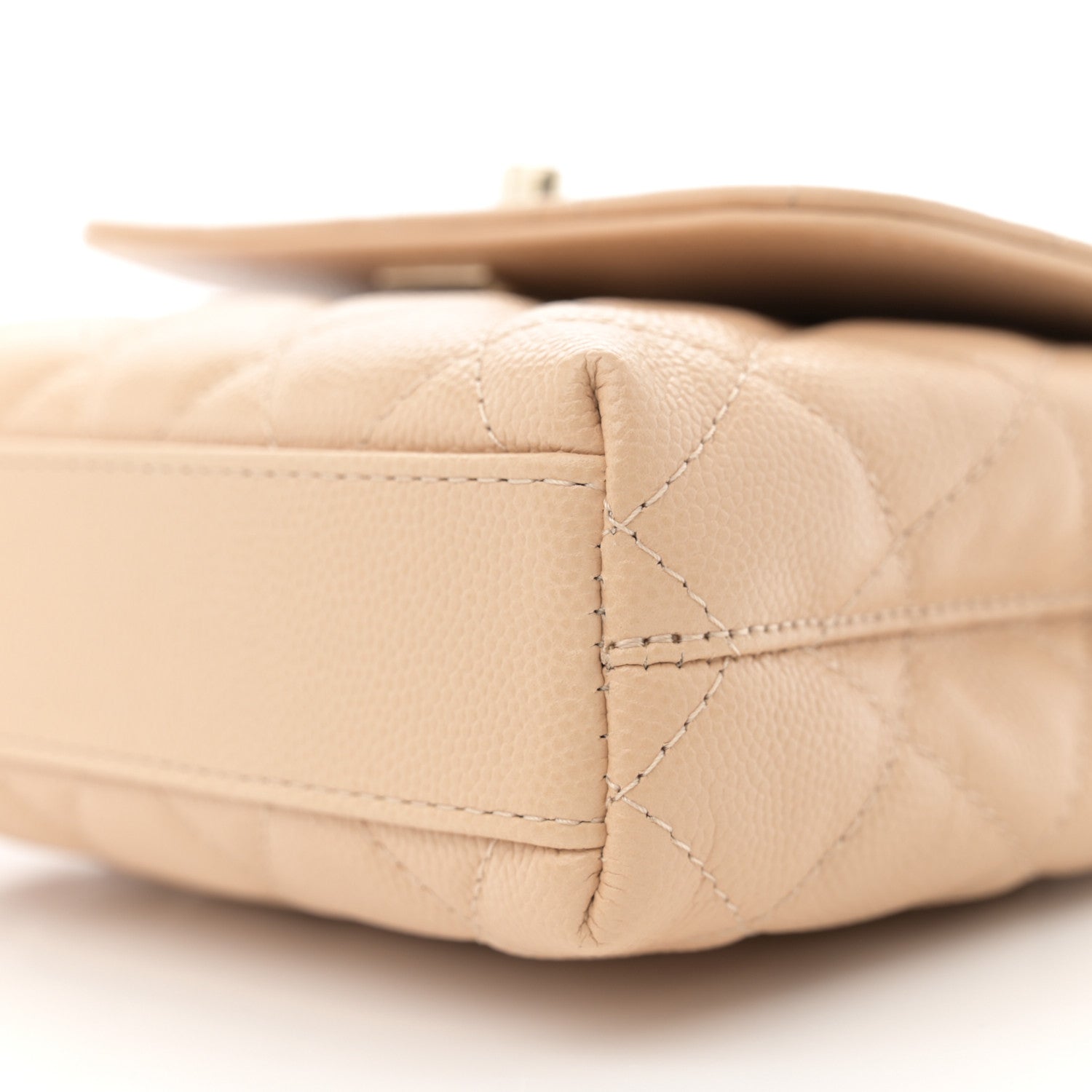 Chanel Caviar Quilted Coco Handle Clutch With Chain Beige 10 of 11