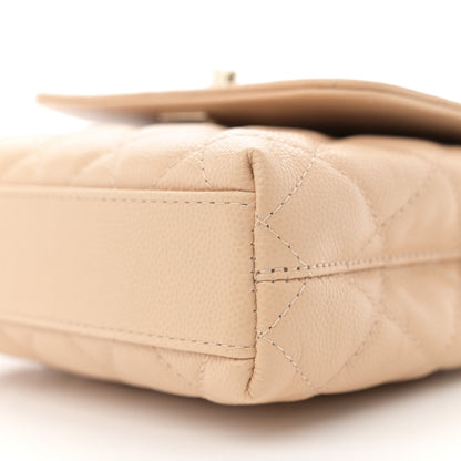 Chanel Caviar Quilted Coco Handle Clutch With Chain Beige 10 of 11