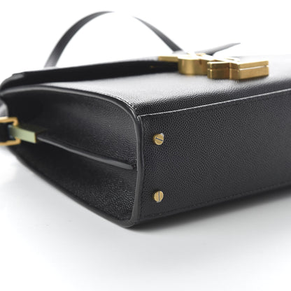 Saint Laurent Grain de Poudre Mini Classic Monogram Cassandra Top Handle Black Rouge Legion 6 of 9