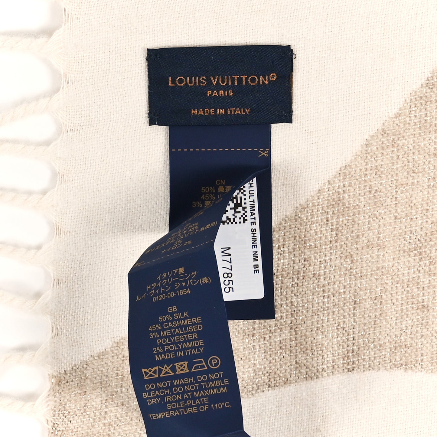 Cashmere Wool Oversized Monogram The Ultimate Shine Scarf Beige