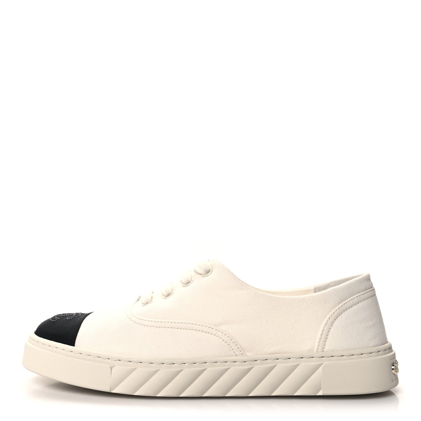 Canvas Grosgrain Cap Toe CC Sneakers 39 Ivory Black