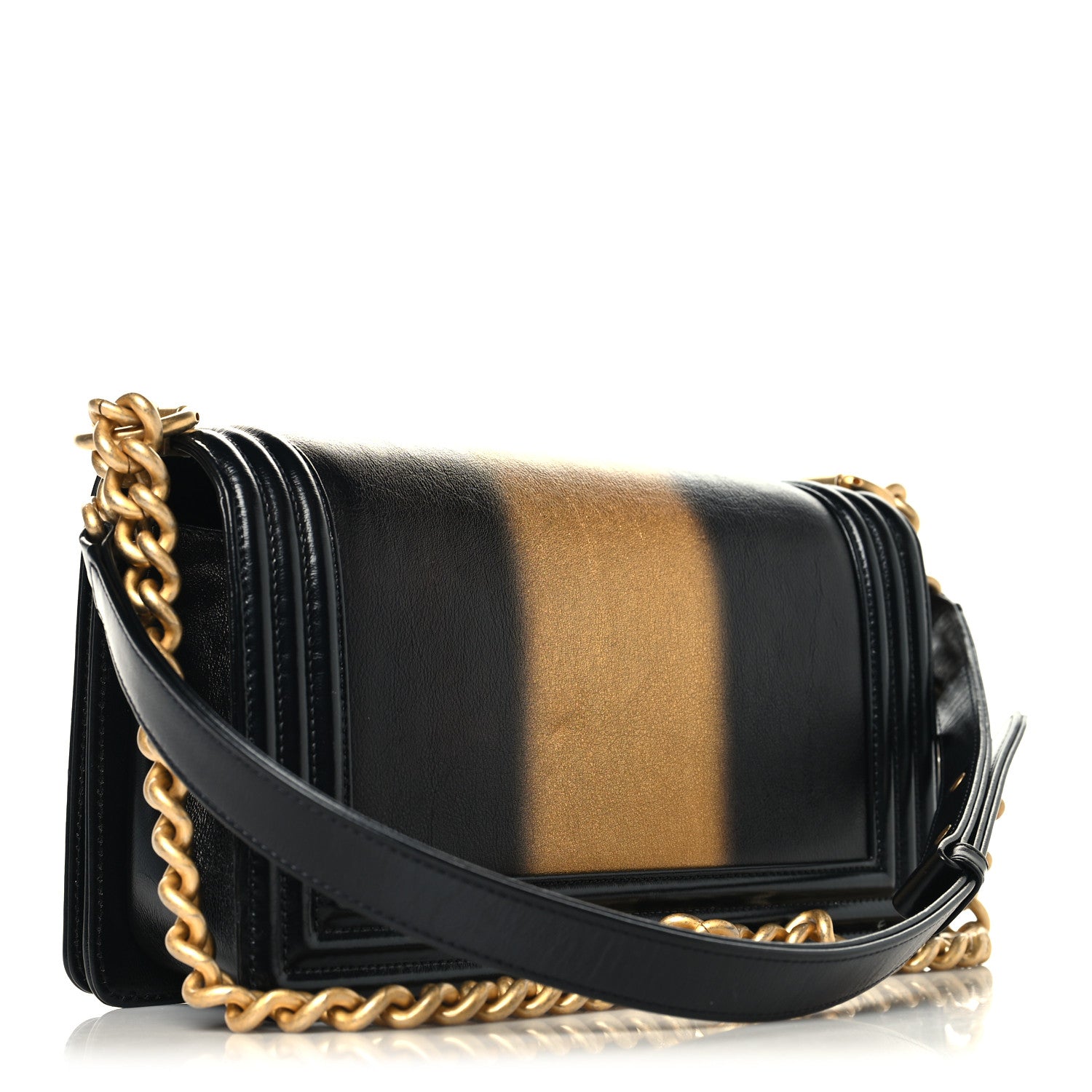 Chanel Metallic Glazed Calfskin Medium Boy Flap Black Gold 3 of 10