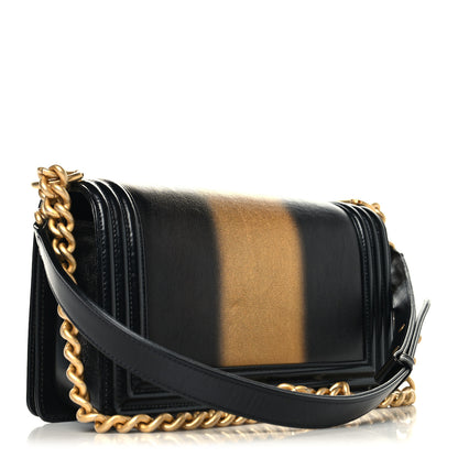 Chanel Metallic Glazed Calfskin Medium Boy Flap Black Gold 3 of 10