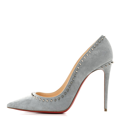 Christian Louboutin Veau Velours Anjalina 100 Pumps 38.5 Silver Green 1 of 9