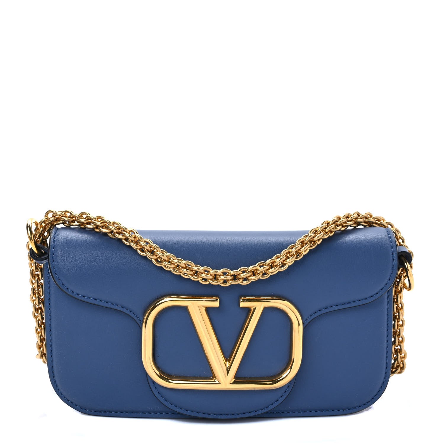 Valentino Garavani Calfskin Vlogo Small Loco Shoulder Bag Ultramarine 1 of 9