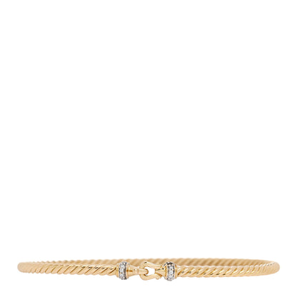 David Yurman 18K Yellow Gold Diamond 2.6mm Cable Collectibles Buckle Bracelet 1 of 3