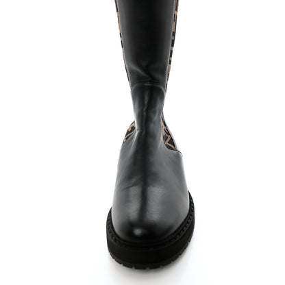Fendi Nappa Microfiber Fabric FF Rockoko Tall Boots 35 Black Tobacco 8 of 10