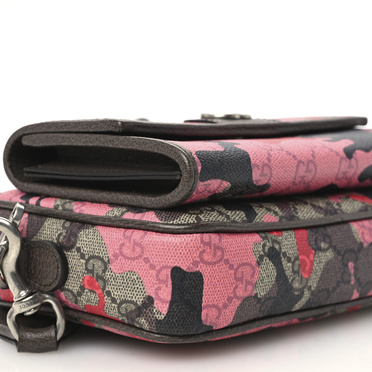 Gucci GG Supreme Monogram Mini Ophidia Crossbody Bag Pink Red 9 of 11