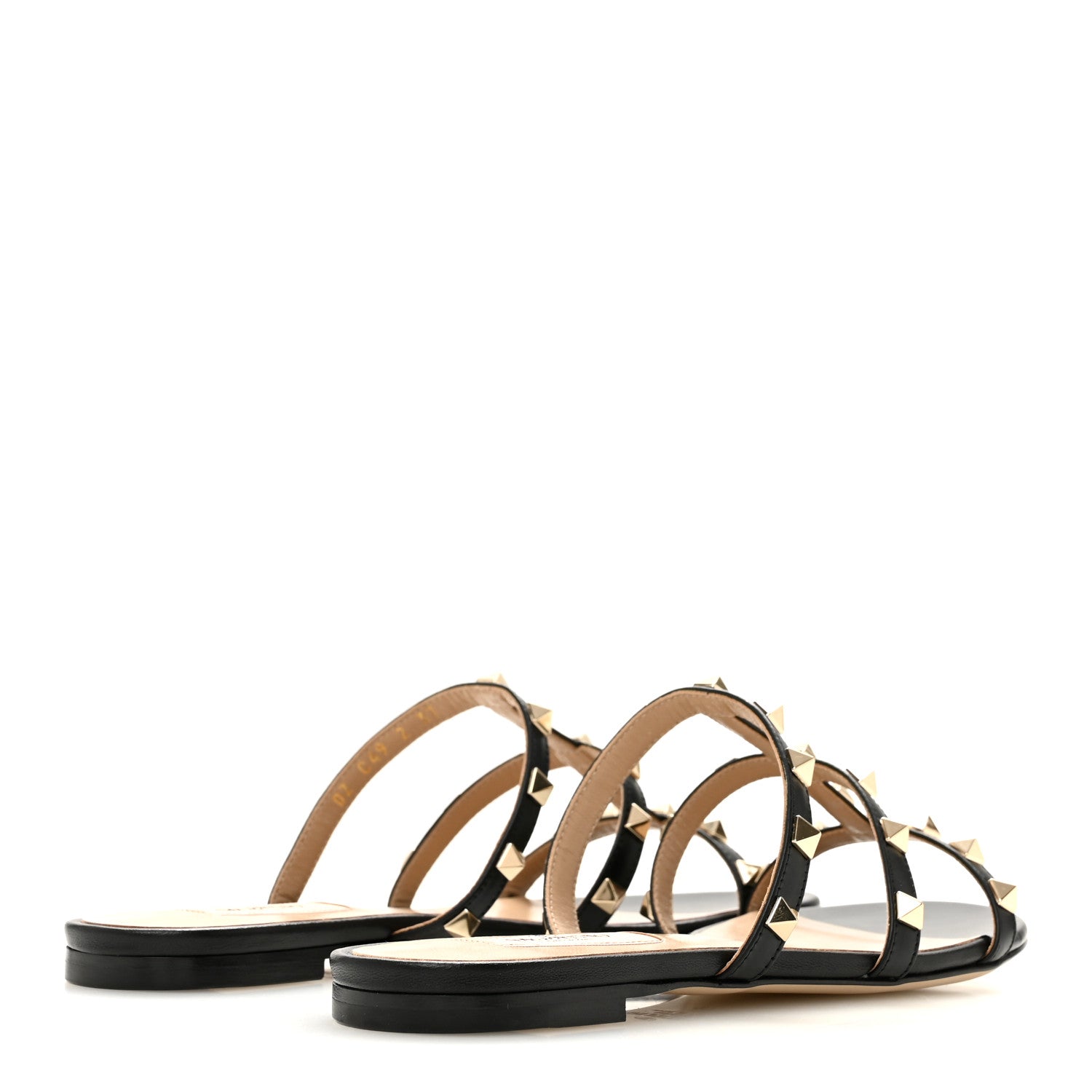 Valentino Garavani Nappa Rockstud Caged Flat Slide Sandals 37 Black 5 of 10