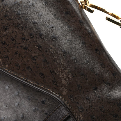 Christian Dior Ostrich Saddle Bag Brown 10 of 12