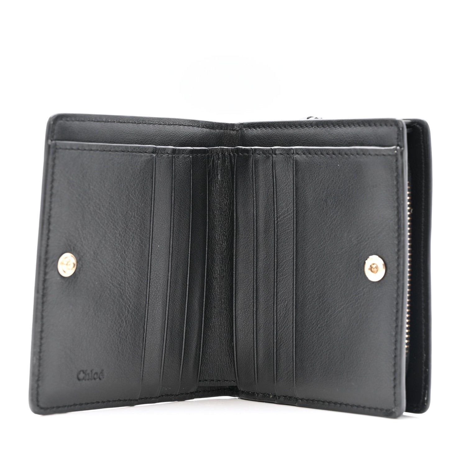 Shiny Calfskin Sense Compact Wallet Black