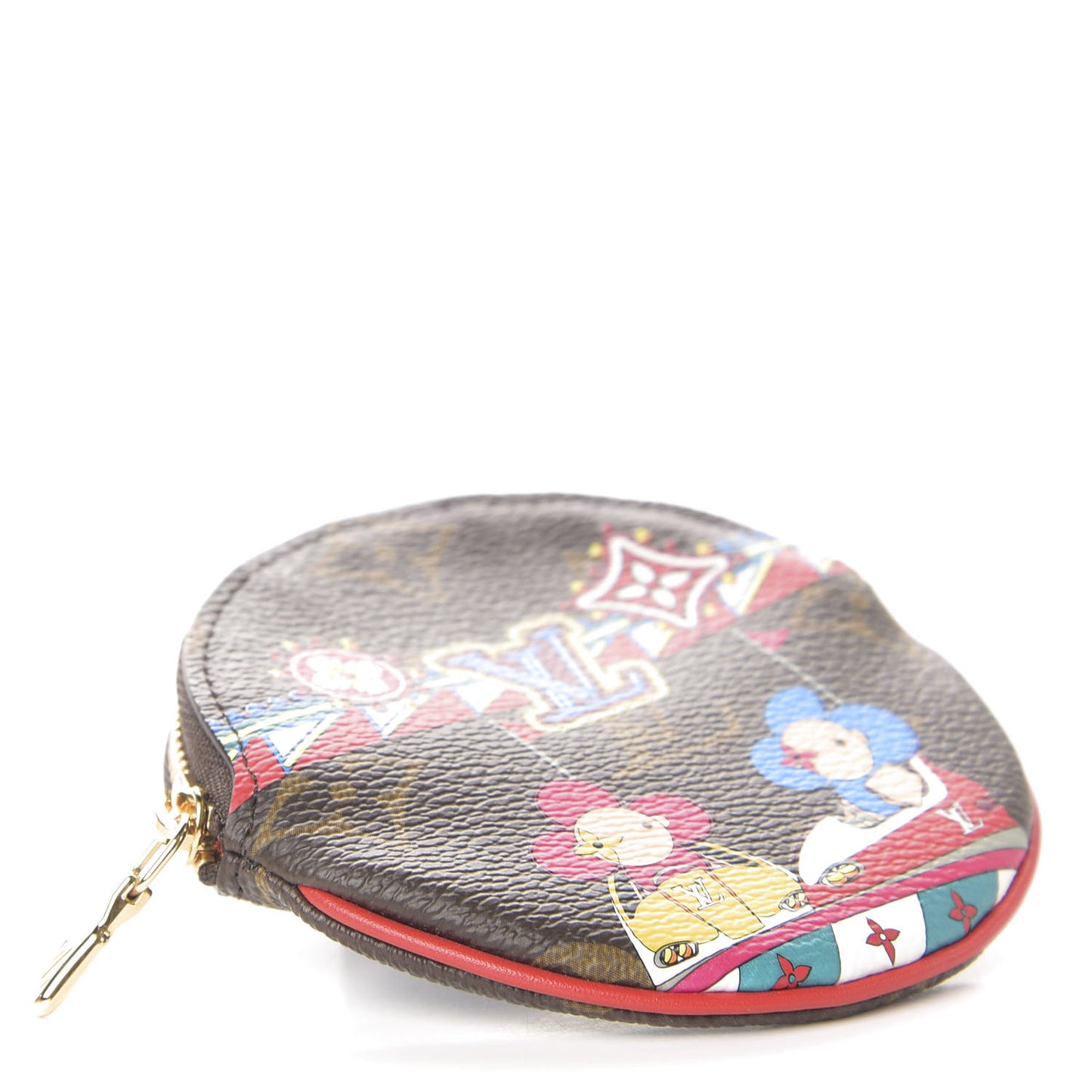 Monogram 2020 Christmas Animation Bumper Cars Round Coin Purse Coquelicot