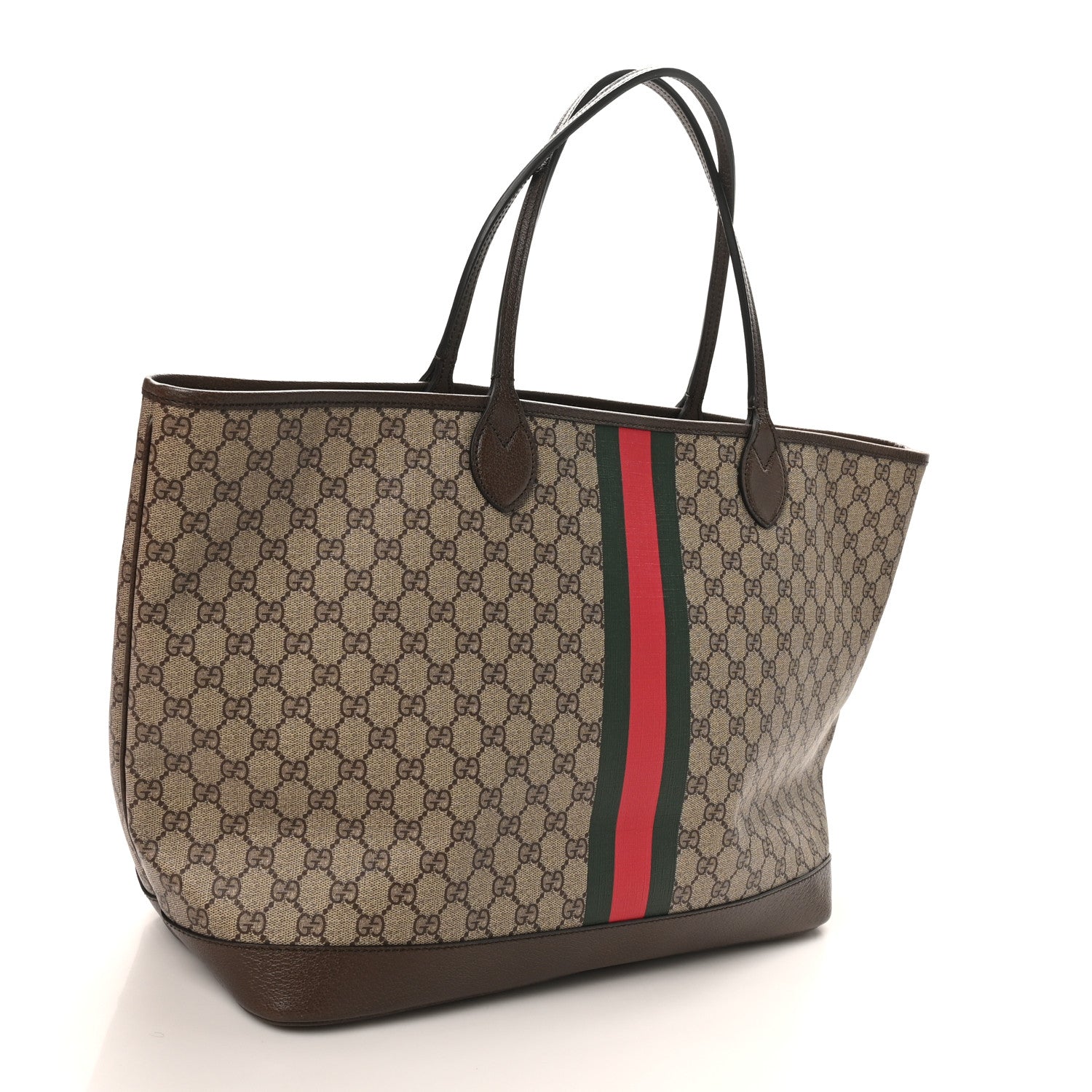 Gucci GG Supreme Monogram Textured Dollar Calfskin Web Large Ophidia Tote Beige Ebony New Acero 4 of 11