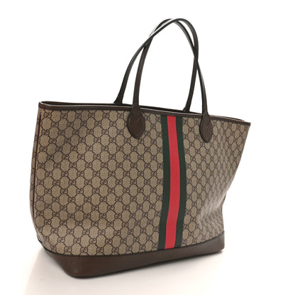 Gucci GG Supreme Monogram Textured Dollar Calfskin Web Large Ophidia Tote Beige Ebony New Acero 4 of 11