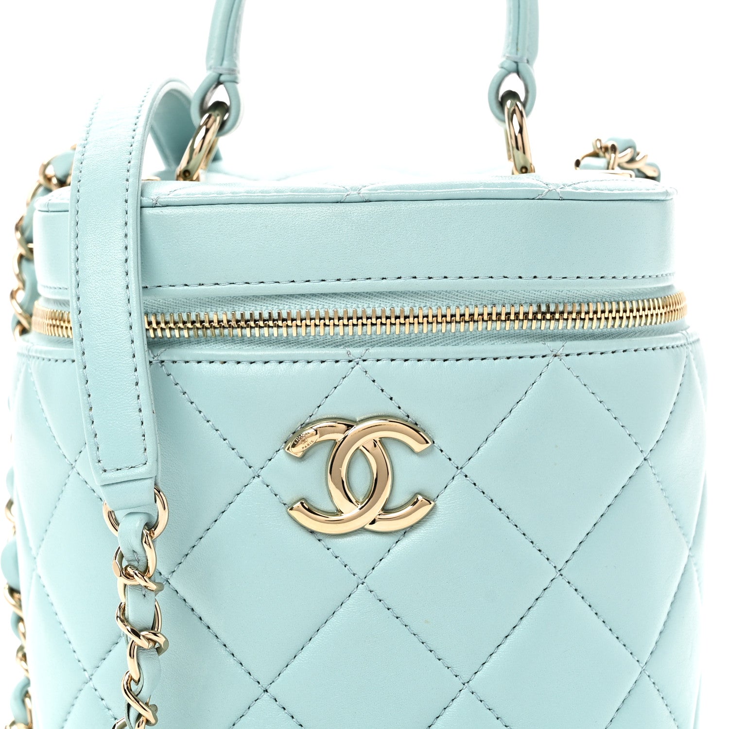 Chanel Lambskin Quilted Trendy Vanity Case Light Blue 8 of 10