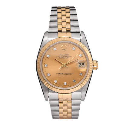 Rolex Stainless Steel 18K Yellow Gold Diamond 31mm Oyster Perpetual Datejust Watch Champagne 68273 1 of 7