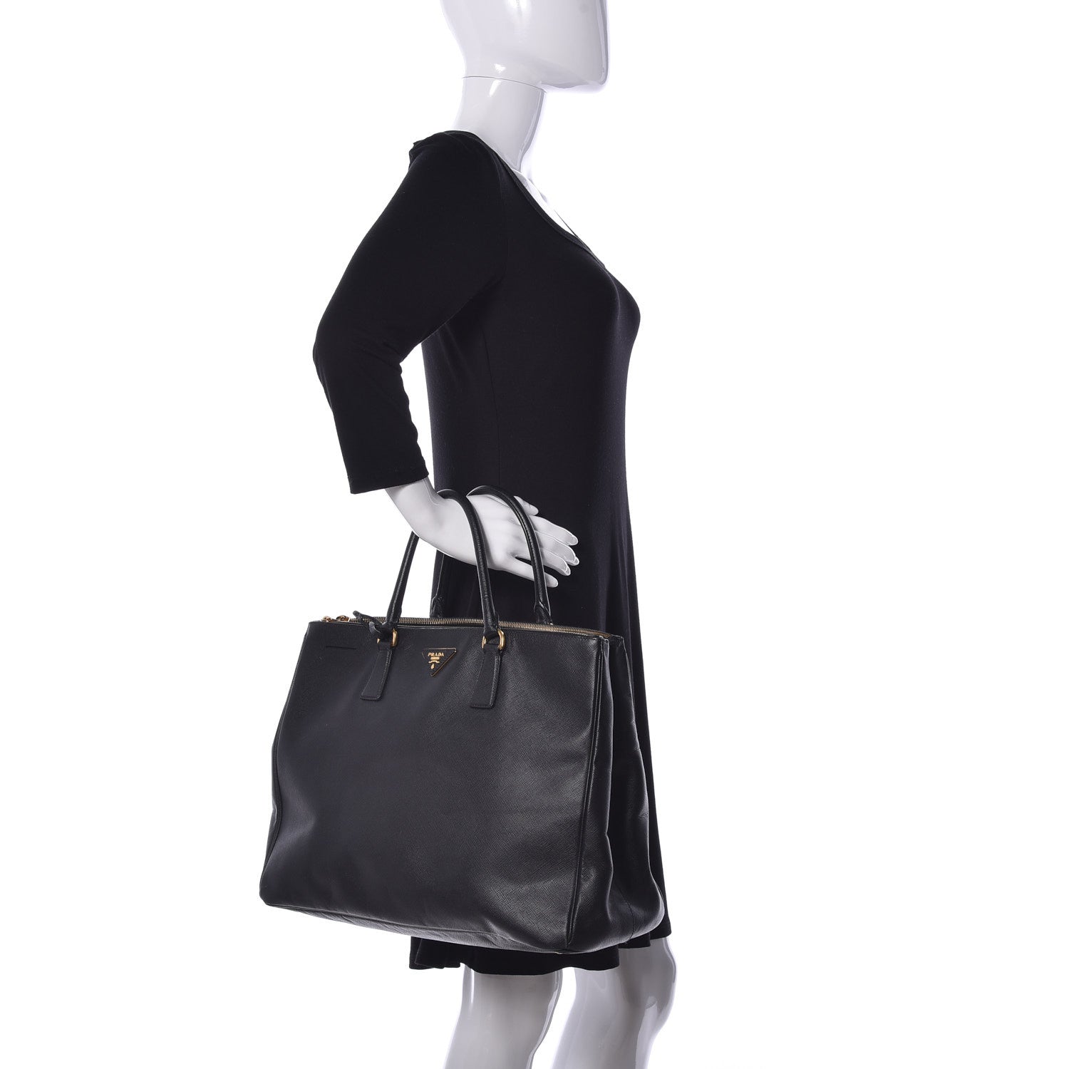 Prada Saffiano Lux Extra Large Galleria Double Zip Tote Black 2 of 8