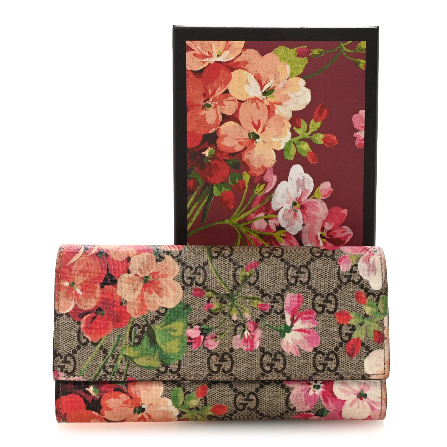 Gucci GG Supreme Monogram Blooms Continental Wallet Beige Multicolor Dry Rose 8 of 8