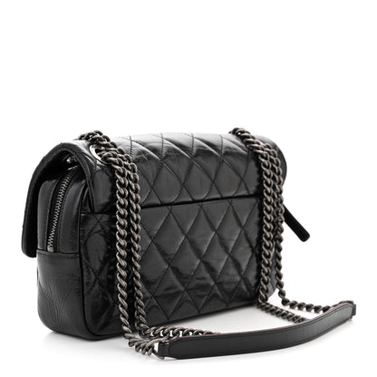 Chanel Glazed Calfskin Quilted Medium Duo Color Flap Black 3 of 12