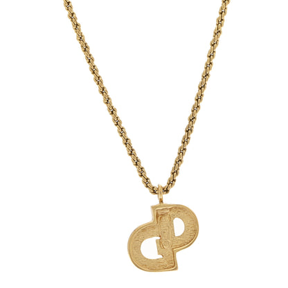 Christian Dior Metal Crystal CD Logo Pendant Necklace Gold 6 of 6