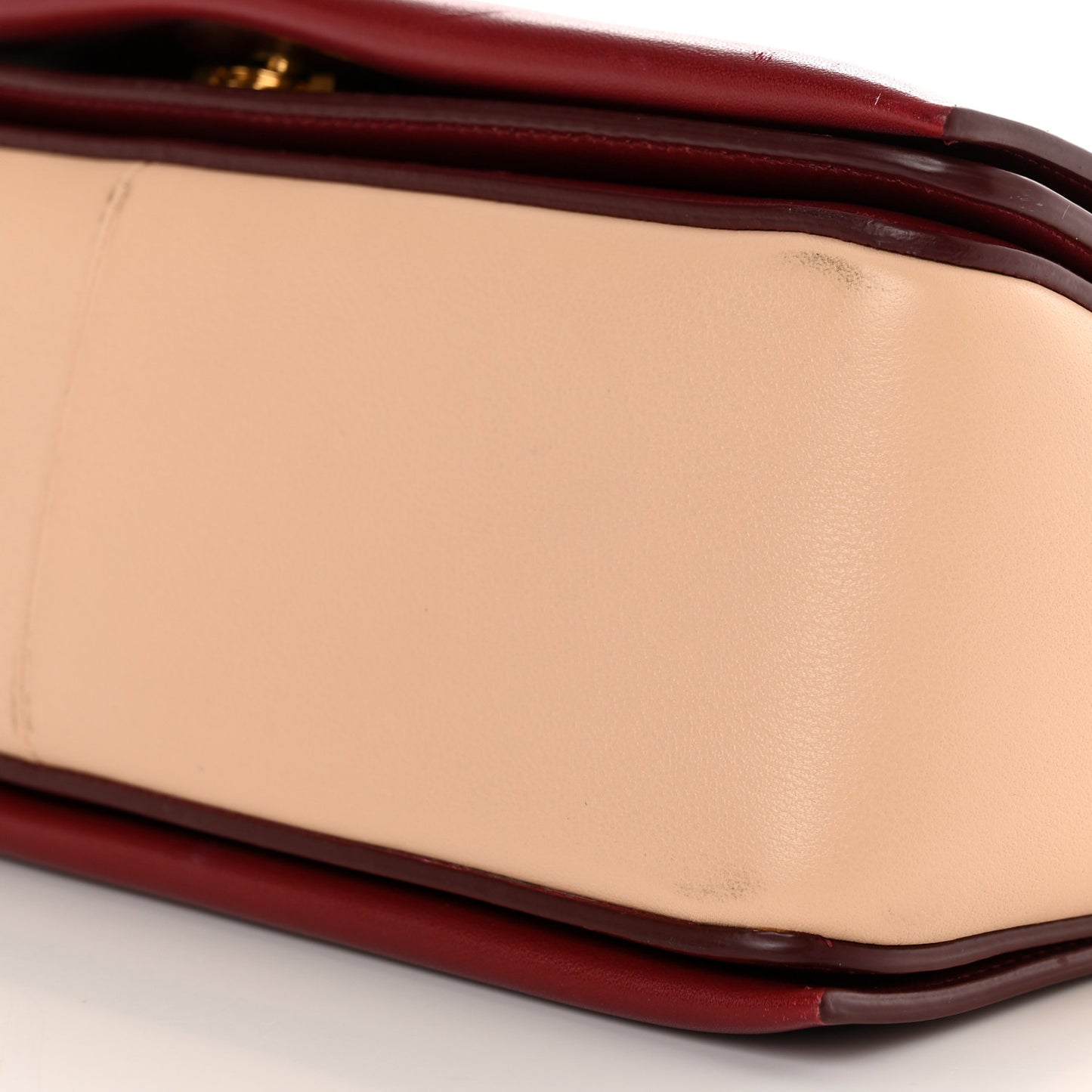 Shiny Smooth Calfskin Medium Frame Shoulder Bag Ruby Nude
