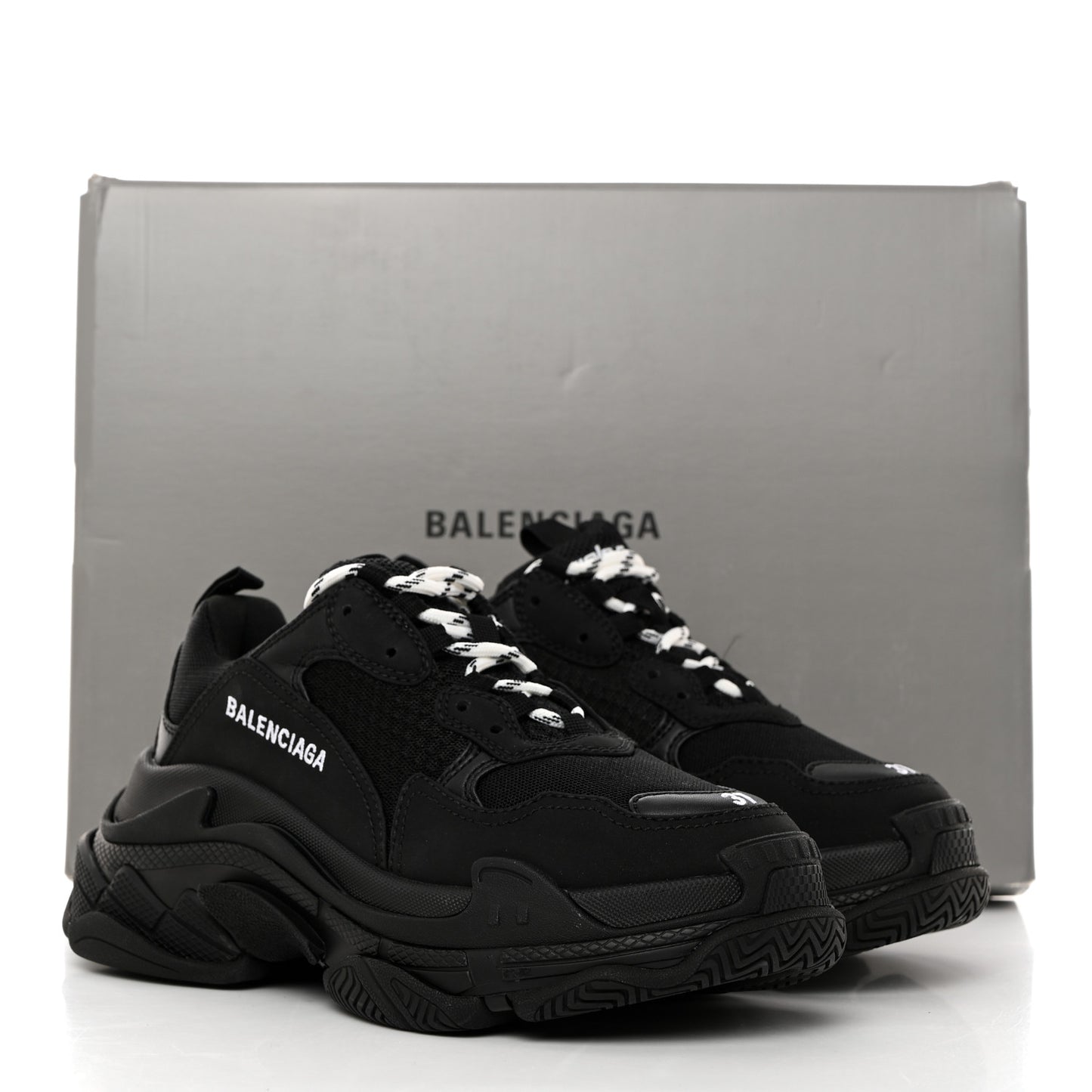 Fabric Mesh Womens Triple S Sneakers 37 Black