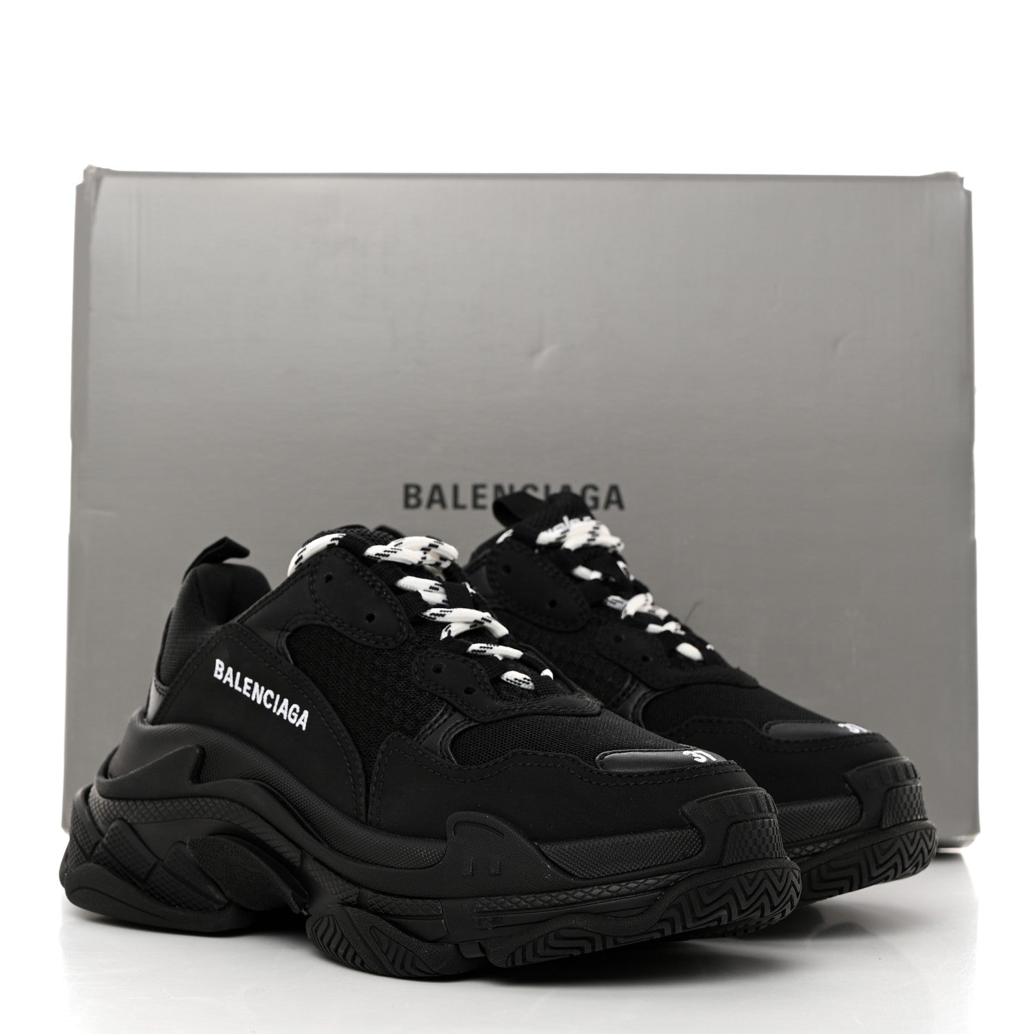 Balenciaga Fabric Mesh Womens Triple S Sneakers 37 Black 9 of 9