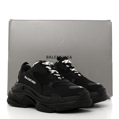 Balenciaga Fabric Mesh Womens Triple S Sneakers 37 Black 9 of 9