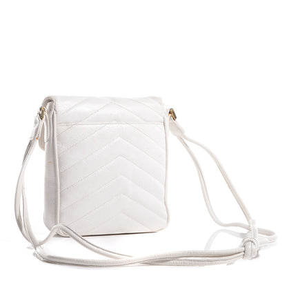 Chanel Caviar Chevron Shoulder Flap Bag White 3 of 9