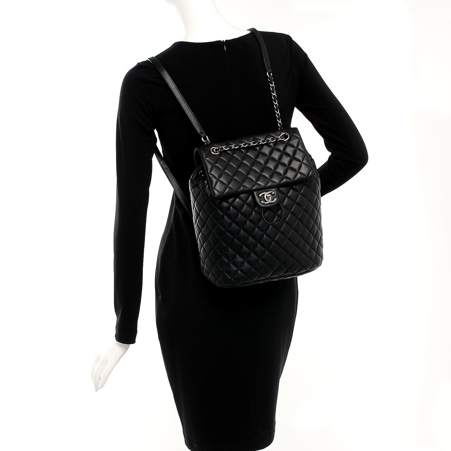 Lambskin Quilted Large Urban Spirit Backpack Black