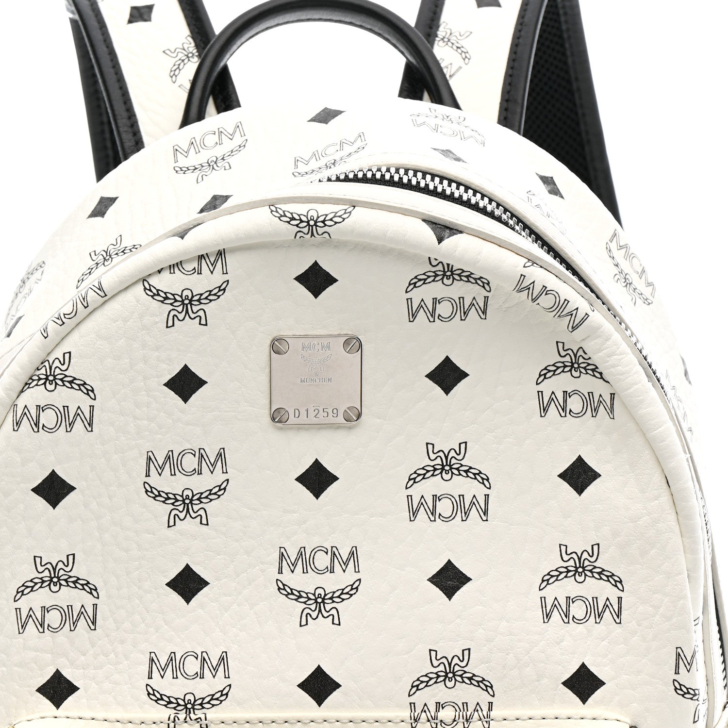 MCM Visetos Small Side Stud Stark Backpack White 8 of 10