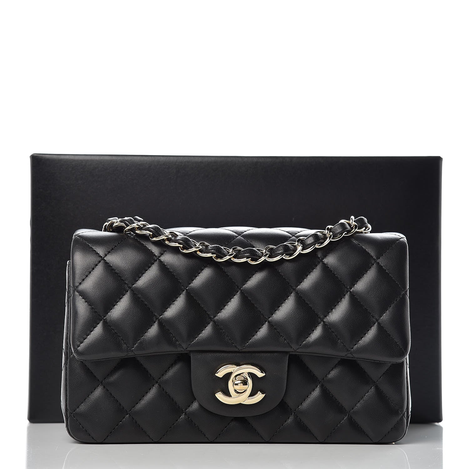 Chanel Lambskin Quilted Mini Rectangular Flap Black 10 of 10