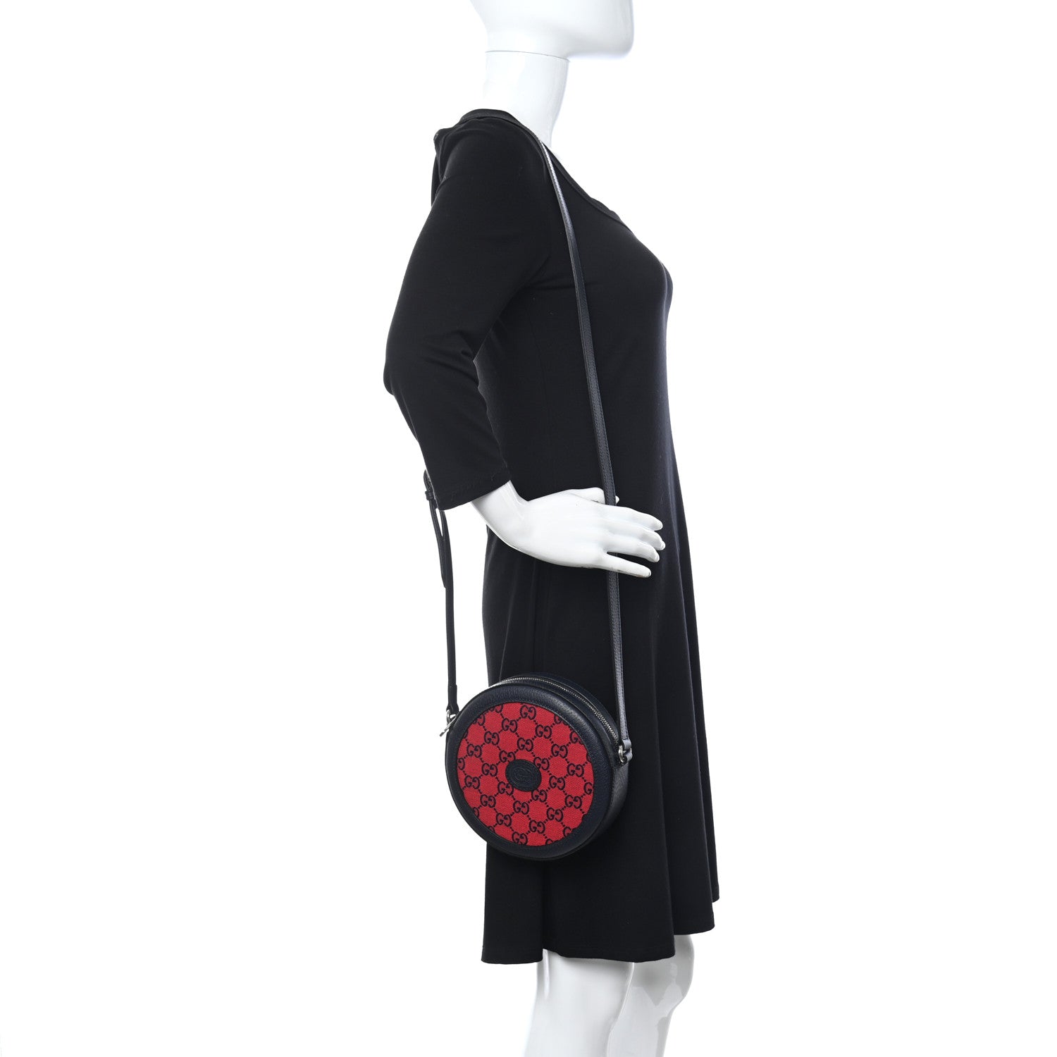 Gucci Monogram Multicolor Textured Calfskin Retro Interlocking G Round Shoulder Bag Red Blue 2 of 11