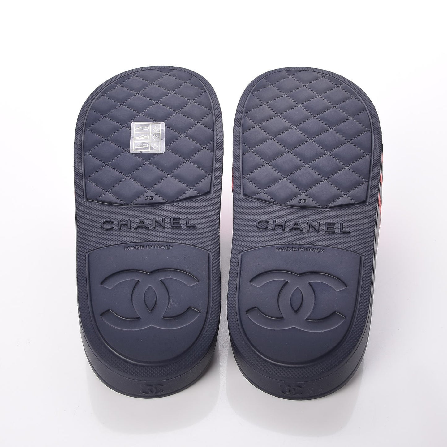 Rubber CC Flat Slide Sandals 39 Pink Red