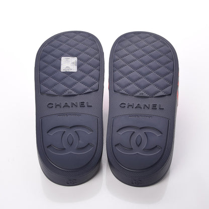 Chanel Rubber CC Flat Slide Sandals 39 Pink Red 5 of 8