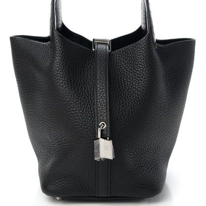 Hermes Taurillon Clemence Matte Alligator Picotin Lock Touch 18 PM Black 10 of 11