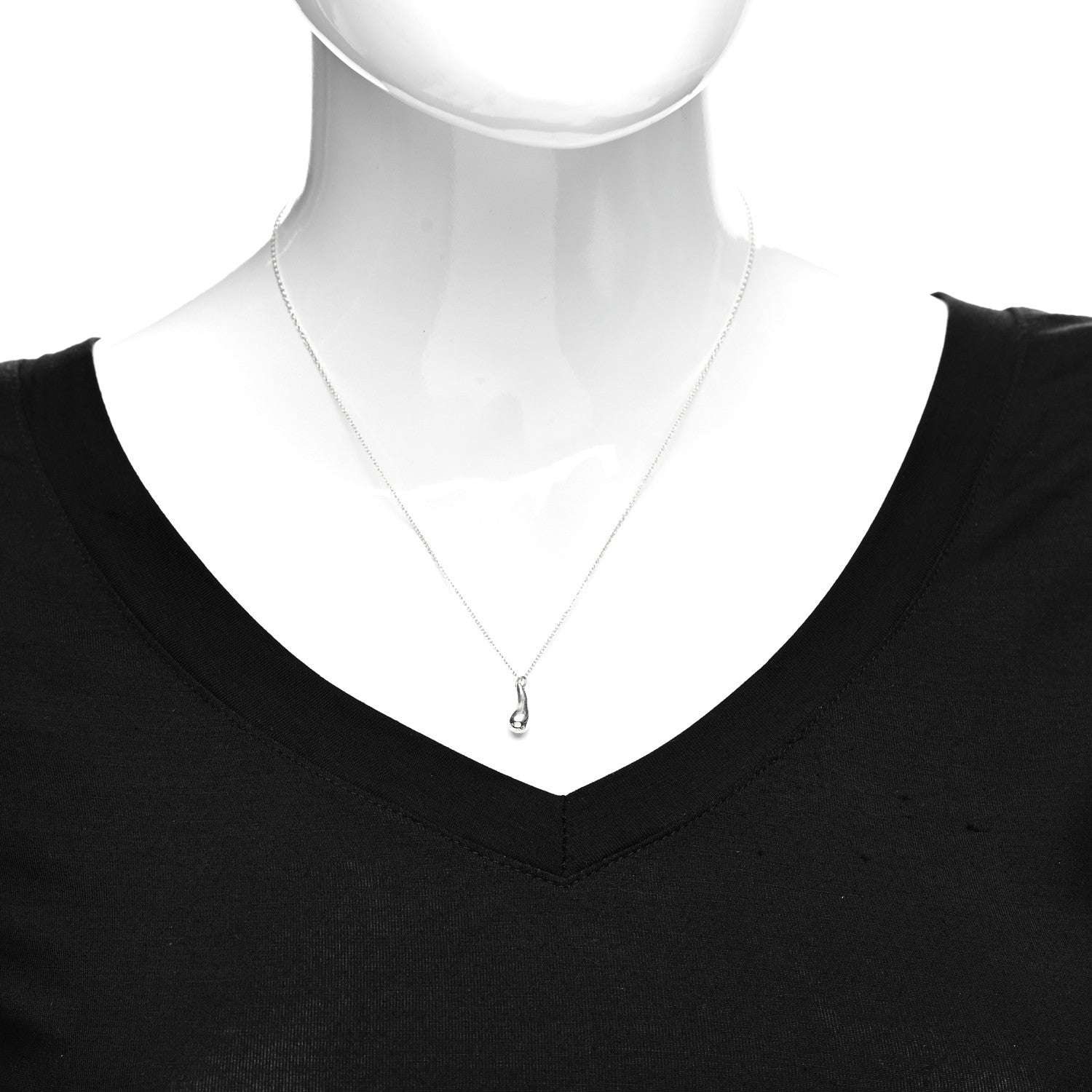 Tiffany Sterling Silver 12mm Elsa Peretti Tear Drop Pendant Necklace 2 of 5