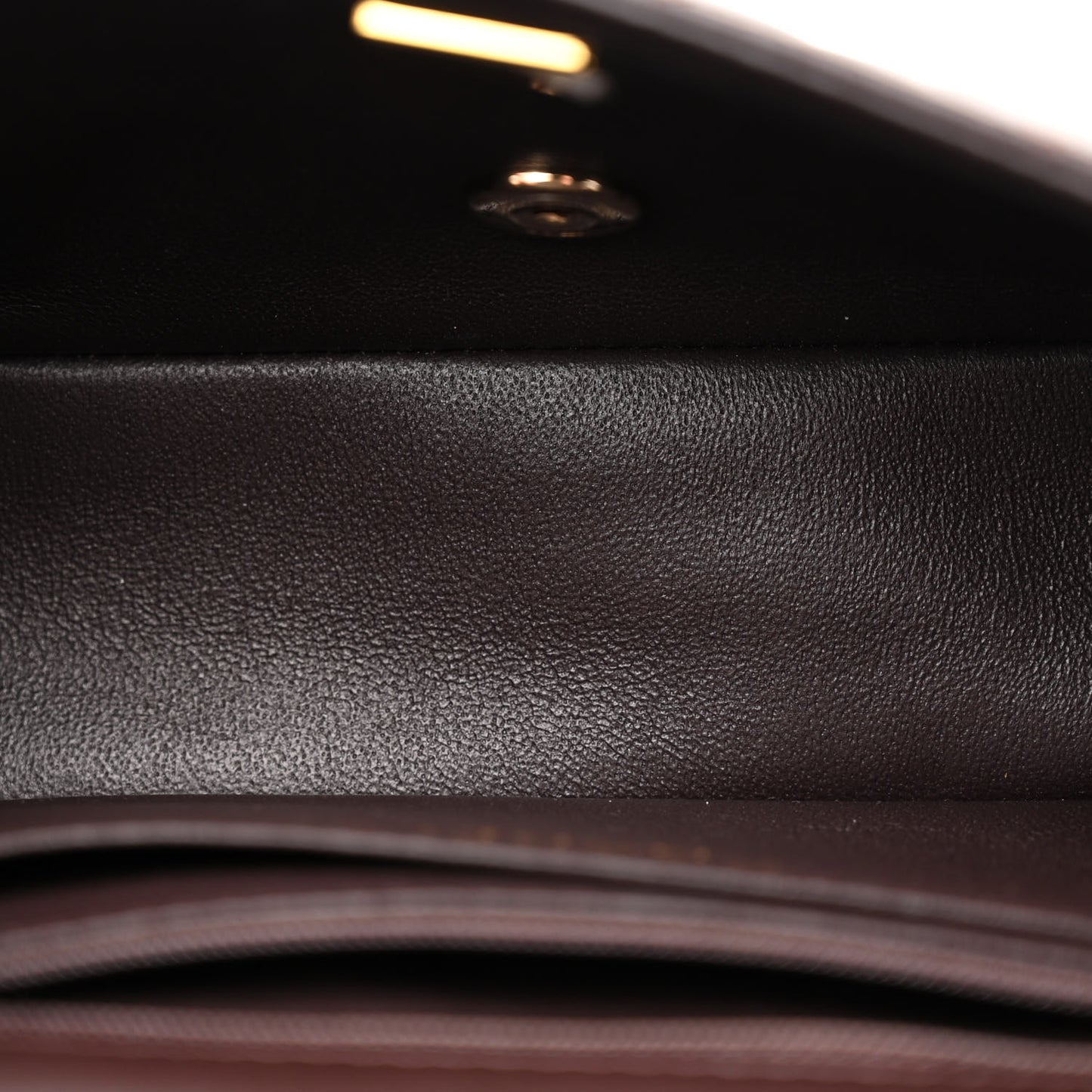 Lambskin Quilted Mini Rectangular Flap Dark Brown