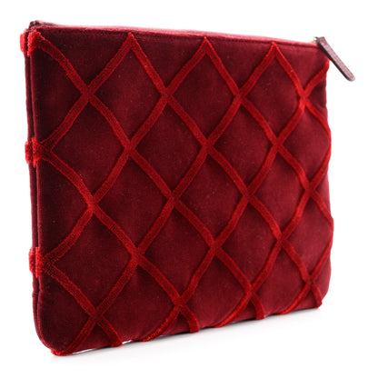 Chanel Velvet Quilted Medium Cosmetic Case Burgundy 2 of 7