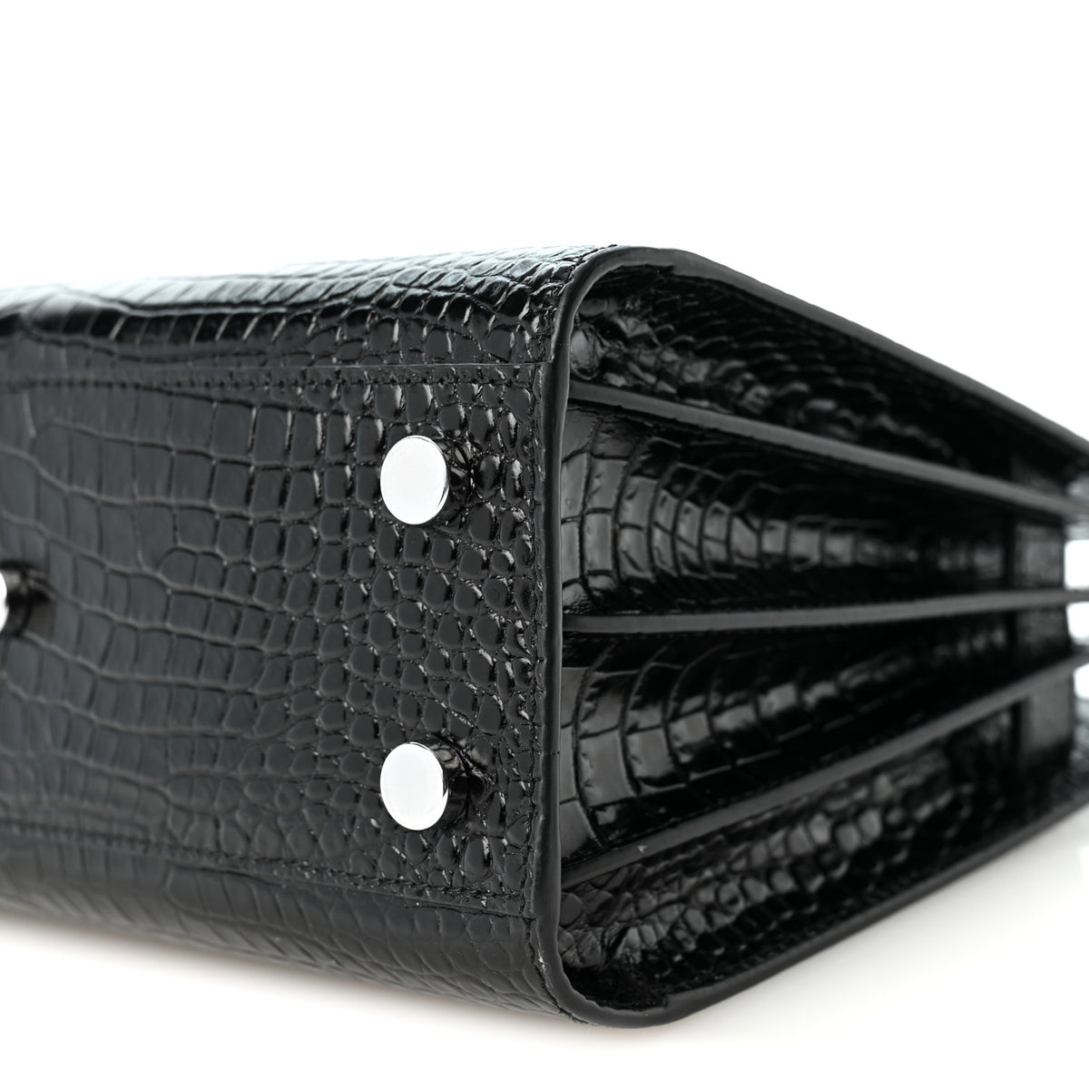 Saint Laurent Calfskin Crocodile Embossed Nano Sac De Jour Black 10 of 10