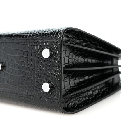 Saint Laurent Calfskin Crocodile Embossed Nano Sac De Jour Black 10 of 10
