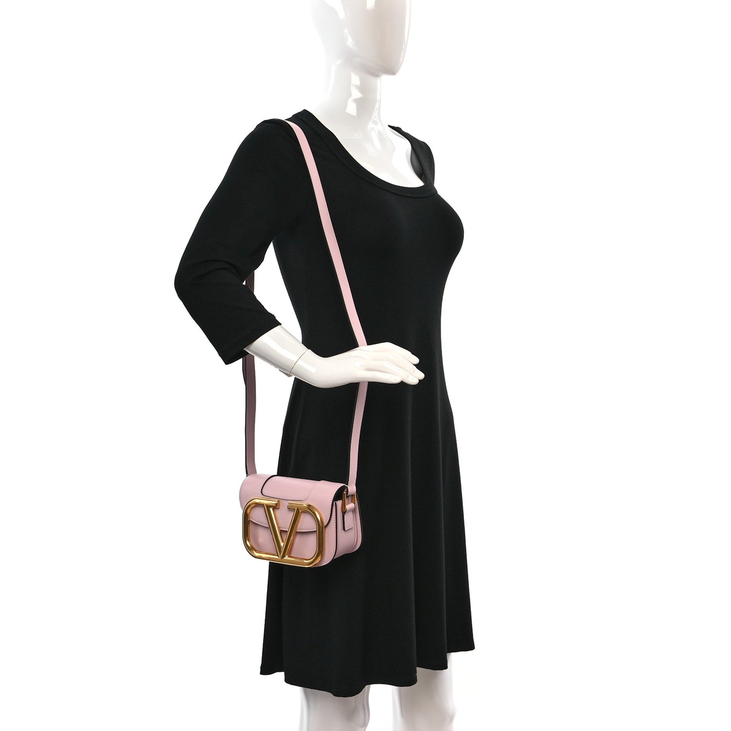 Calfskin Small Supervee Crossbody Bag Rose Quartz