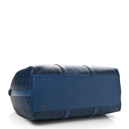 MCM Visetos Medium Traveler Weekender Duffle Bag Navy Blue 3 of 7